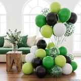 Green Black White Confetti Balloons, Video Game Football Party Decor