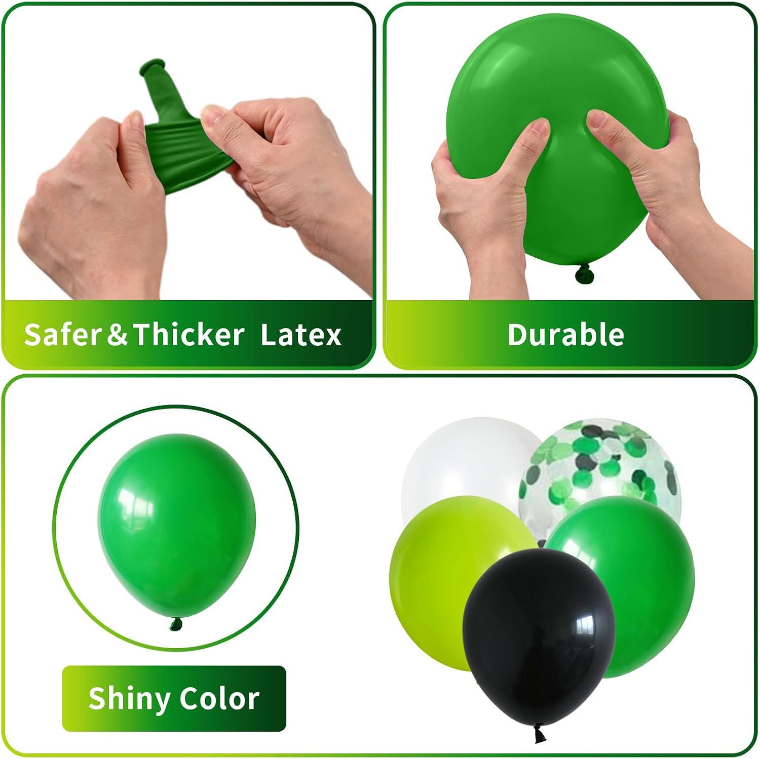 Green Black White Confetti Balloons, Video Game Football Party Decor