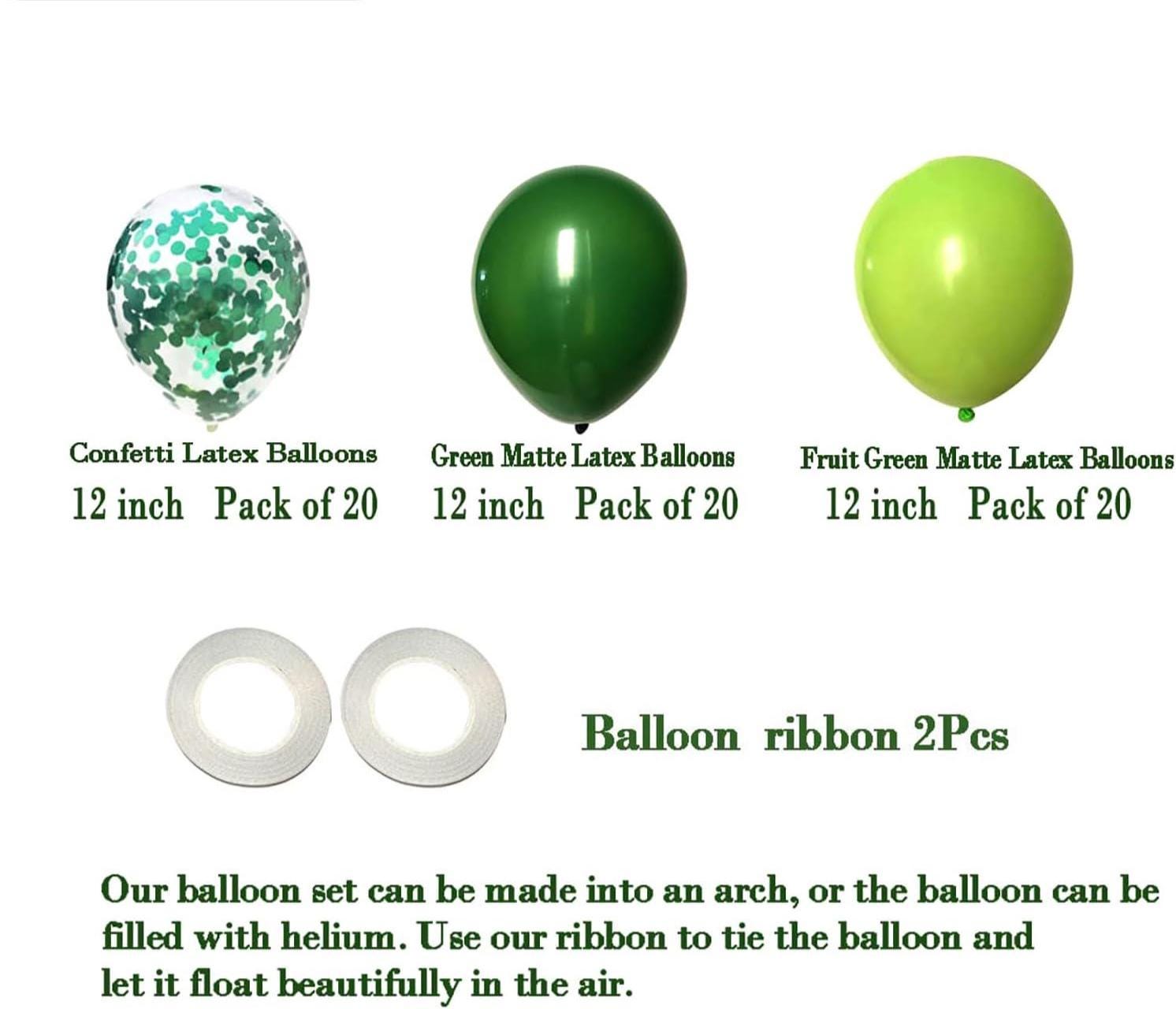 Green Confetti Balloon Set, Dark Light Helium Party Decor