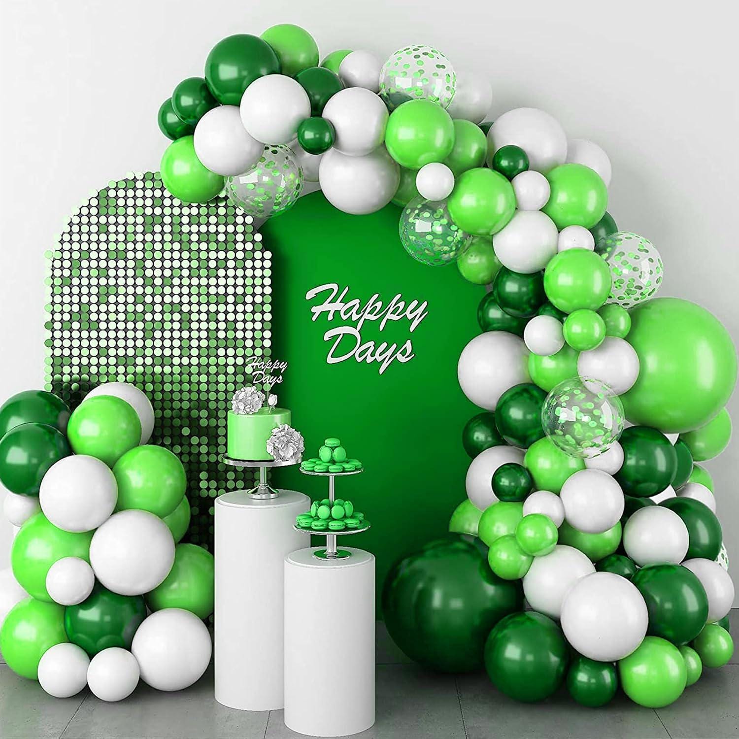 Green Balloon Set, Lime Emerald Confetti, St Patrick Jungle Birthday Party Decor