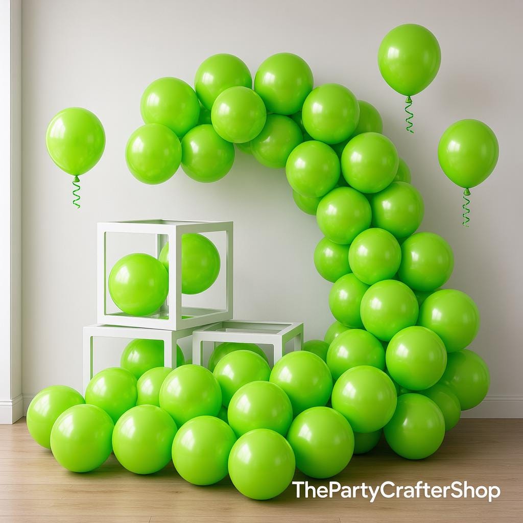 100Pcs 5 Inch Neon Green Latex Balloons, Mini Garland Fillers, Jungle Party Decor