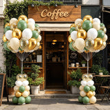 Sage Green Gold Balloon Arch Kit, Olive Metallic Sand Confetti Wedding Party Decor
