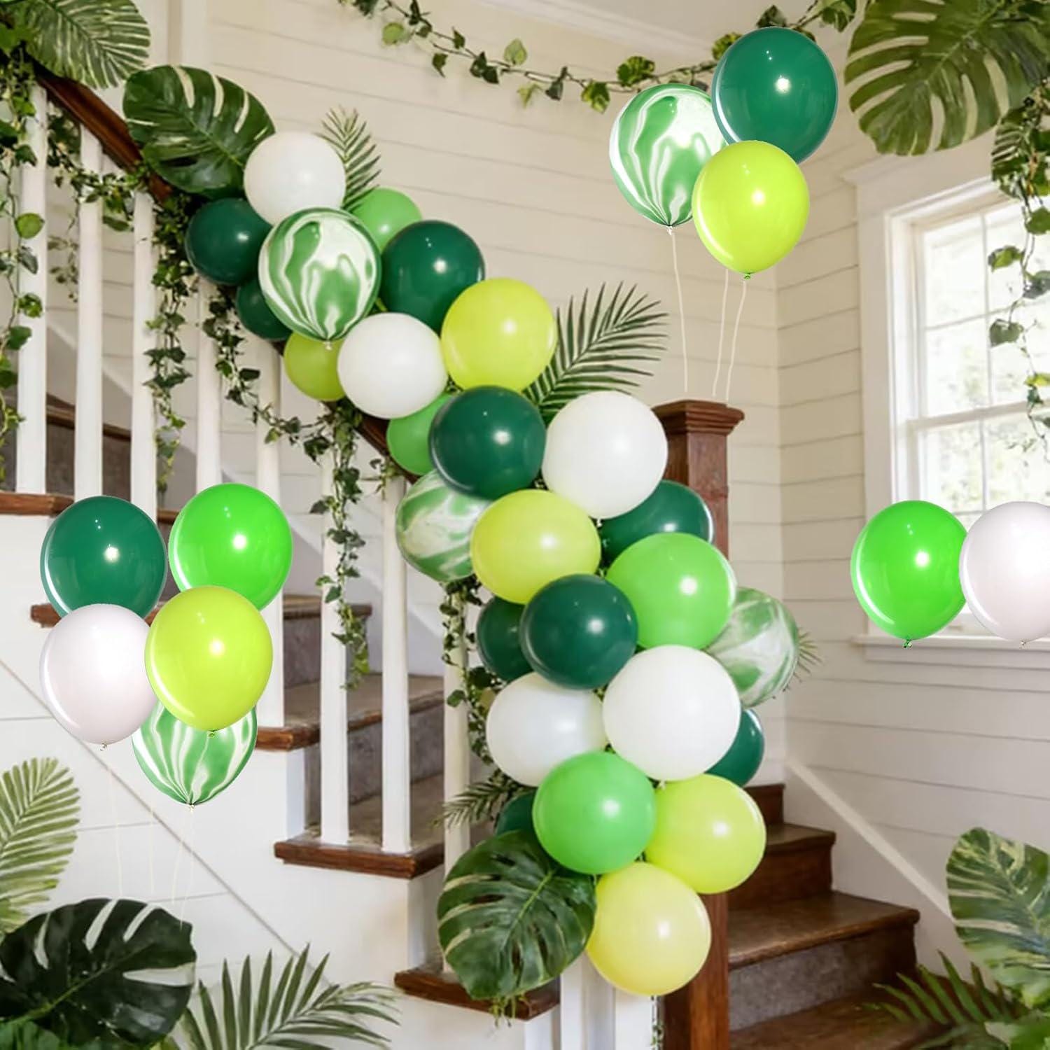 Green Marble Balloon Set, Dinosaur Jungle Party Decoration, Assorted Shades