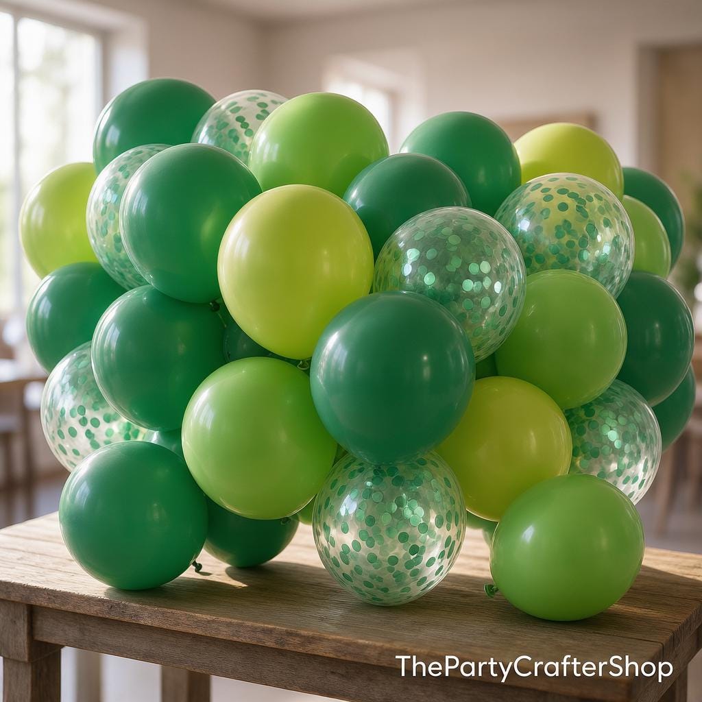 Green Confetti Latex Balloons, 12 Inch Party Decor Set