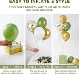Sage Green Gold White Confetti Balloon Garland Kit, Boho Party Decorations