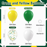 60Pcs Green Yellow Balloon Set, White Confetti Balloons, 12 Inch Birthday Party Decoration Supplies
