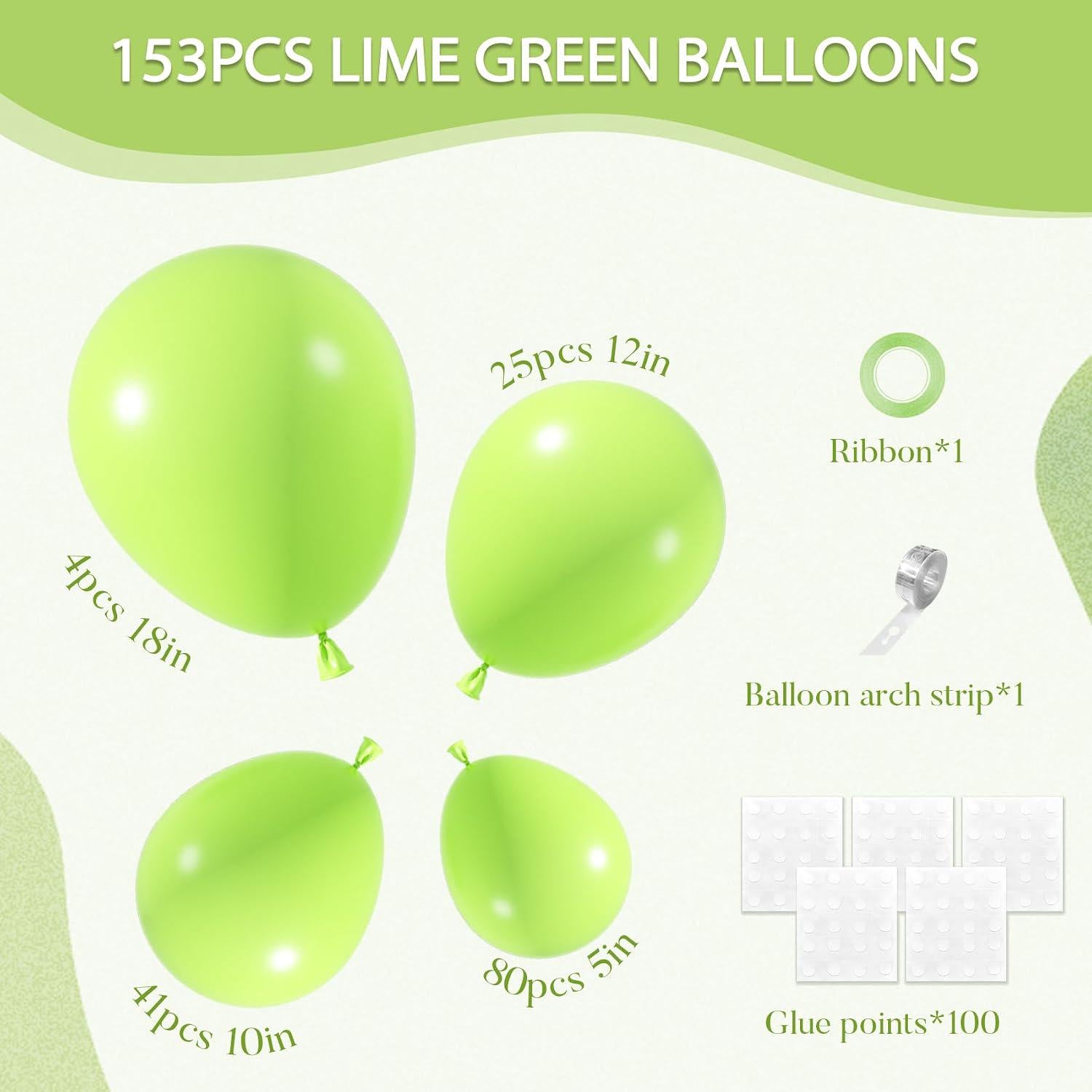 Lime Green Balloon Arch Garland Kit, Dinosaur Jungle Golf Party Decor