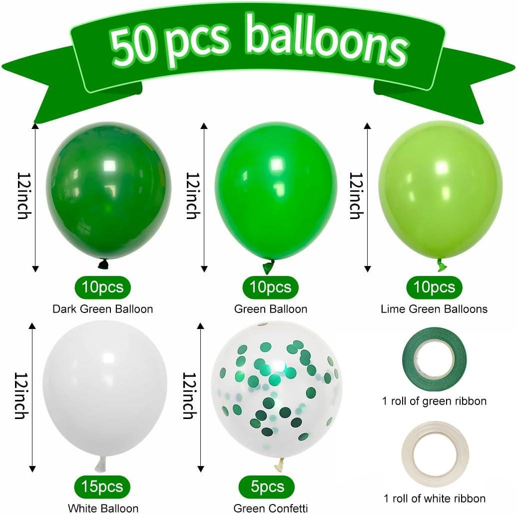 Green Emerald Confetti Balloons, Jungle Safari Birthday Party Decoration