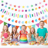 Rainbow Garland Banner | Colorful Pennant Streamers for Parties, Classrooms