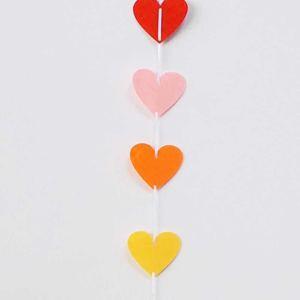 9 Pack Colorful Felt Heart Garland | Rainbow DIY Heart Banner | Wedding Birthday Party Decorations