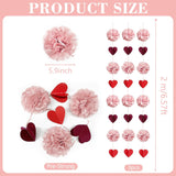 Dusty Rose Pink Party Decor Set | Tissue Pom Poms, Heart Garland (Valentine, Baby Shower)