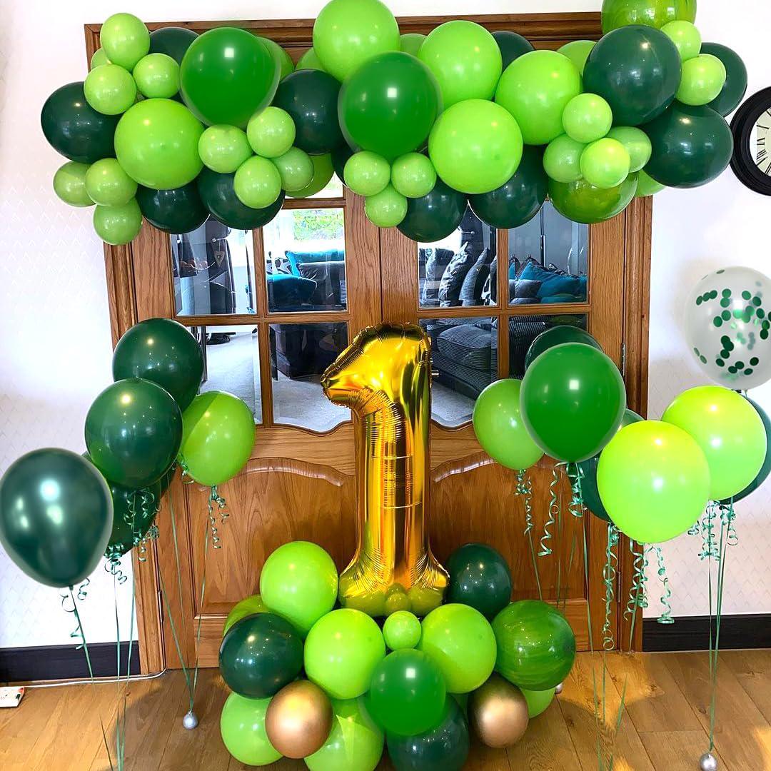 Dark Green Latex Balloons, Jungle Forest Party Decoration Supplies