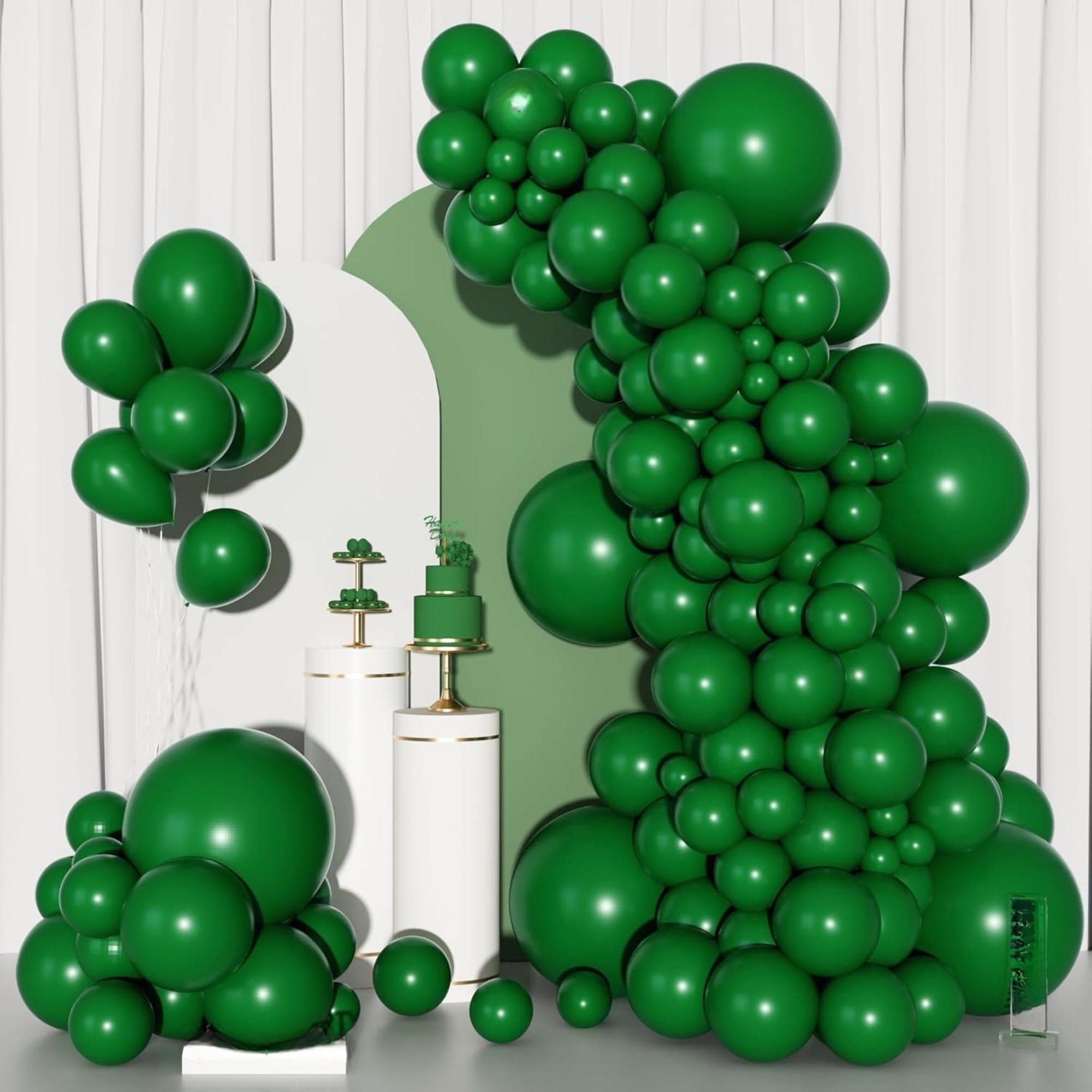 Dark Green Balloon Arch Kit, Hunter Emerald Garland, Jungle Safari Party Decor