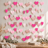 Hot Pink Rose Gold Heart Garland | 52ft Paper Streamer Banner (Party Decor)
