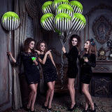 12Pcs Halloween Black White Green Foil Balloon Set, 18 Inch Reusable Mylar Party Decorations