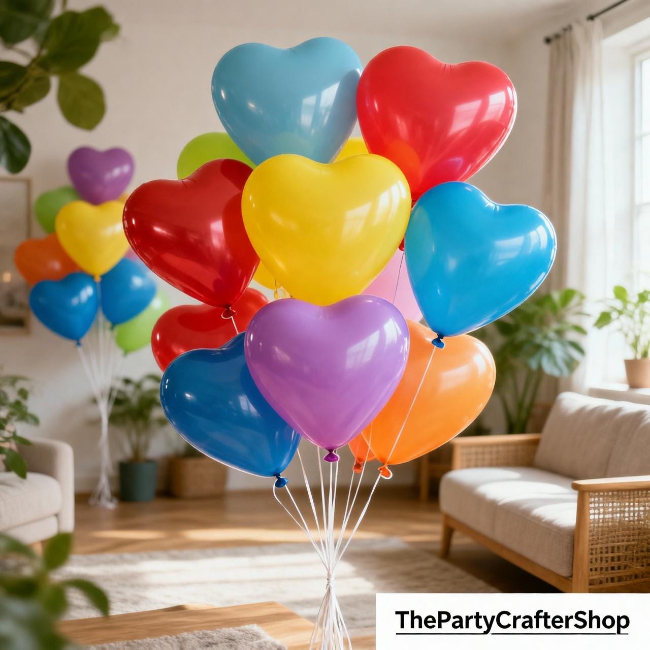 Rainbow Heart Balloons | 10 Inch Colorful Latex Party Decor
