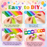 Rainbow Party Decoration Kit, Paper Chains, Silver Fringe, Gold Star Garland