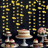 40Ft Gold Heart Garland, Glitter Love Banner, Sparkling Heart Hanging Backdrop Wedding Party Decor