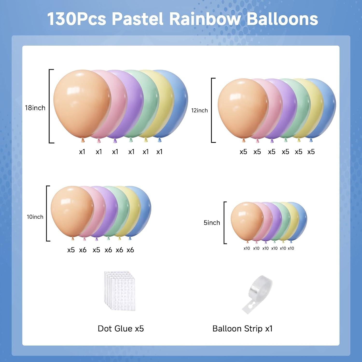 Pastel Rainbow Balloon Arch Kit | Mixed Size Latex Garland for Parties