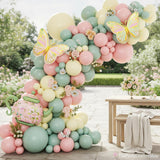 Pastel Tea Party Balloon Garland Kit | Pink Yellow Arch, Teapot Butterfly Balloons