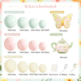 Pastel Tea Party Balloon Garland Kit | Pink Yellow Arch, Teapot Butterfly Balloons