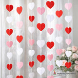 15Pcs Valentine Heart Garland Banner, Red Pink Hanging String Hearts, Wedding Engagement Party Decor