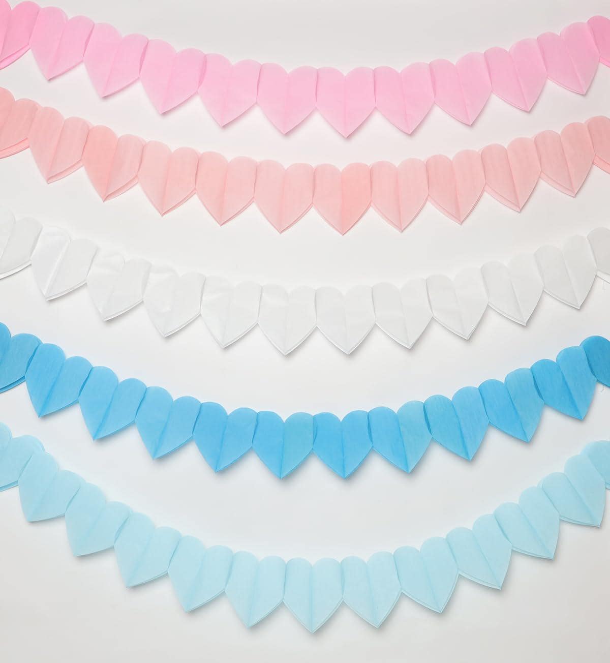12Pack Heart Paper Streamers, 10Ft Crepe Garland, Multicolor Valentine Wedding Party Decoration