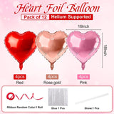 Rose Gold Red Heart Foil Balloons, 18 Inch Valentine Love Party Decoration