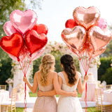 Rose Gold Red Heart Foil Balloons, 18 Inch Valentine Love Party Decoration