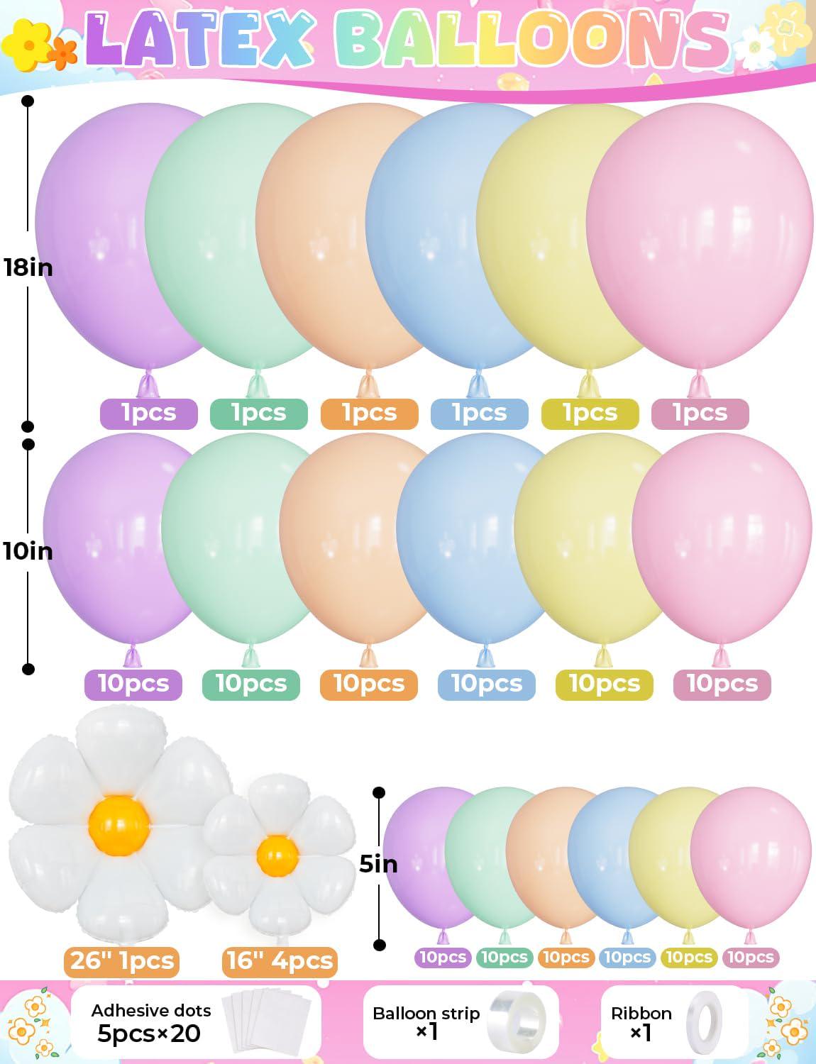 Daisy Balloon Arch Kit | Pastel Rainbow Garland, Flower Party Decor