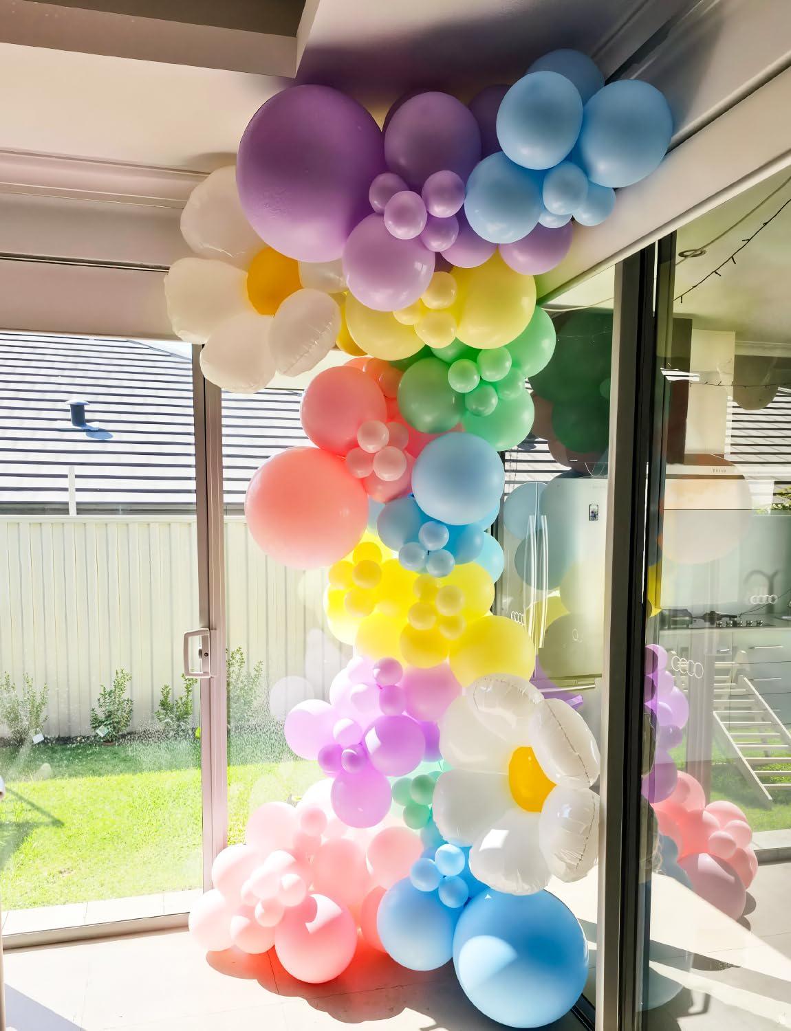 Daisy Balloon Arch Kit | Pastel Rainbow Garland, Flower Party Decor