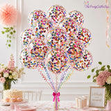 50Pcs Multicolor Confetti Balloon Set, 12 Inch Rainbow Foil Confetti Latex Balloons Party Decor