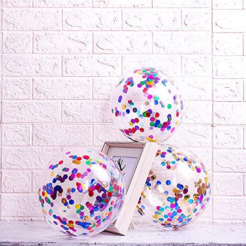 50Pcs Multicolor Confetti Balloon Set, 12 Inch Rainbow Foil Confetti Latex Balloons Party Decor
