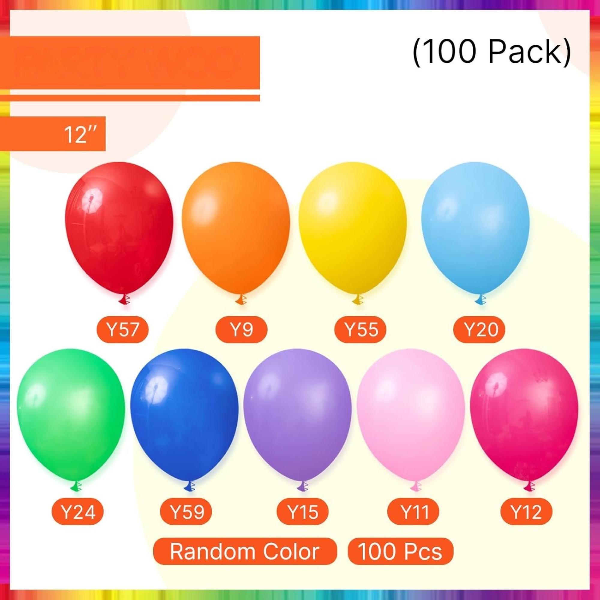 100pcs 12 Inch Rainbow Latex Balloons, Assorted Party Decor
