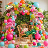 Tropical Balloon Arch Kit | Flamingo Luau Garland, Summer Beach Party Decor