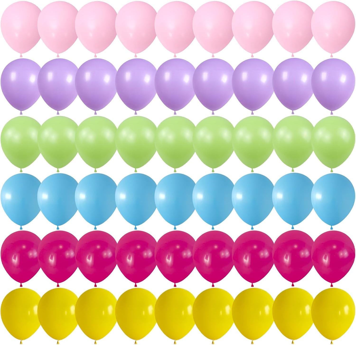 60Pcs Pastel Rainbow Balloons, Pink Purple Blue Yellow Green Party Arch Baby Shower Decor