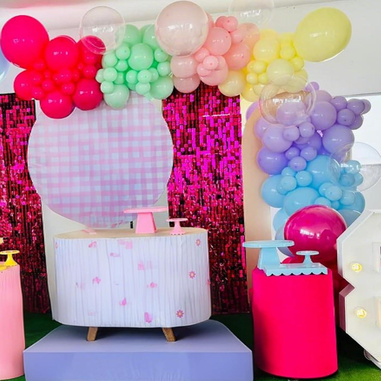 60Pcs Pastel Rainbow Balloons, Pink Purple Blue Yellow Green Party Arch Baby Shower Decor