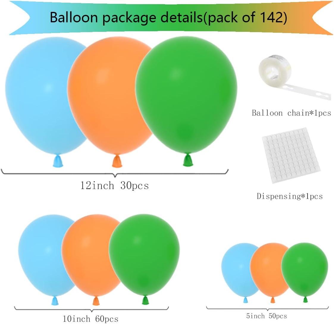 Blue Green Orange Balloon Arch Kit | Race Car Birthday Party Garland