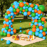 Blue Green Orange Balloon Arch Kit | Race Car Birthday Party Garland