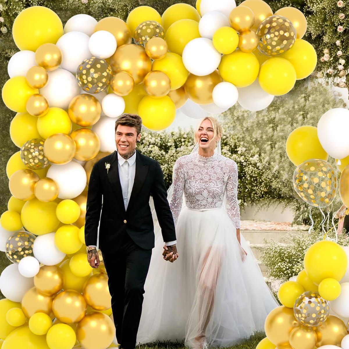 Yellow Gold Confetti Balloon Arch Garland Kit | Birthday Party Decor