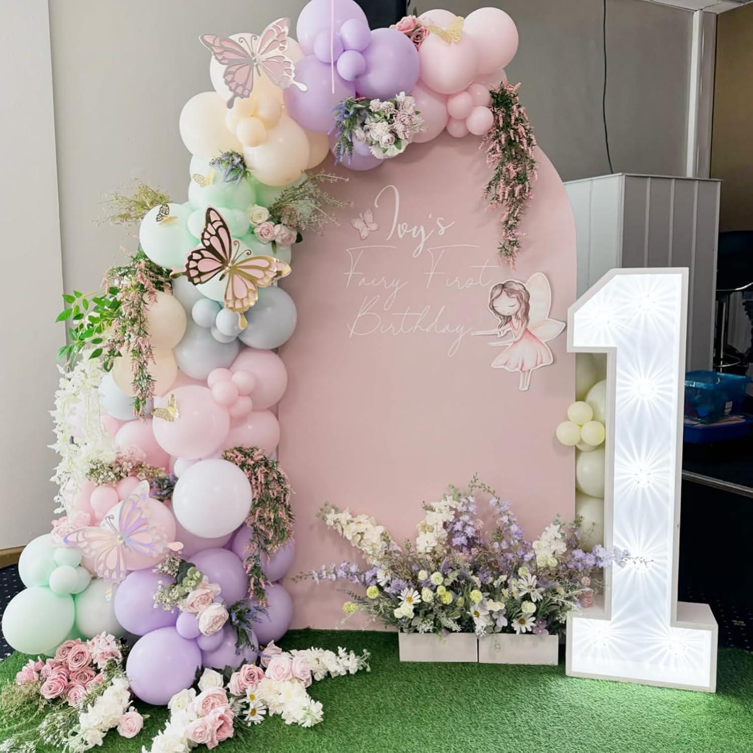 Pastel Fairy Wildflower Balloons | Sage Green, Purple, Pink Latex Party Decor