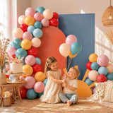 Retro Rainbow Balloon Set, Dusty Blue Mustard Lavender Party Decor