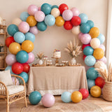 Retro Rainbow Balloon Set, Dusty Blue Mustard Lavender Party Decor