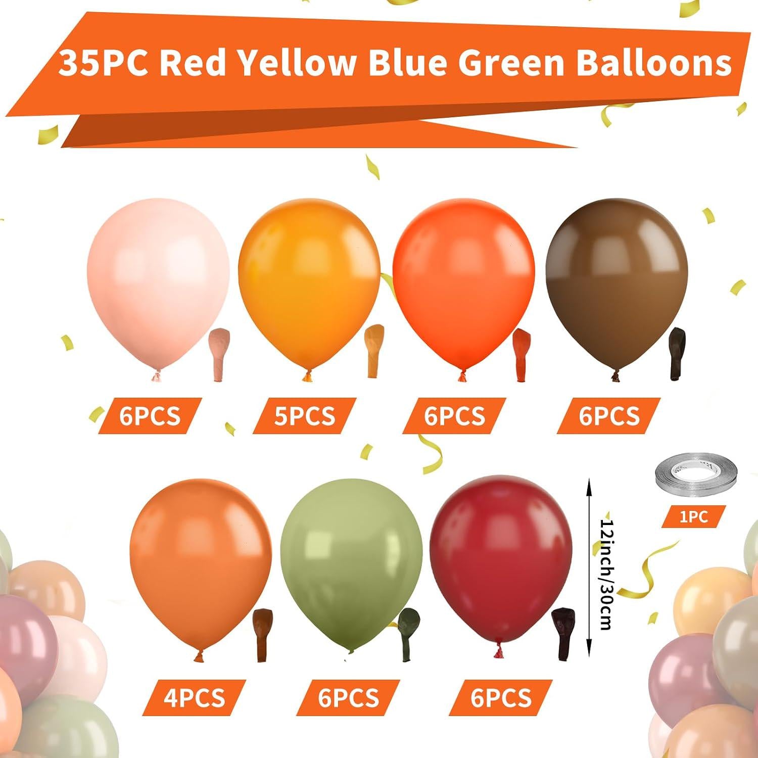 Sage Green Brown Fall Balloon Set, Orange Yellow Burgundy Balloons, Woodland Thanksgiving Party Decor