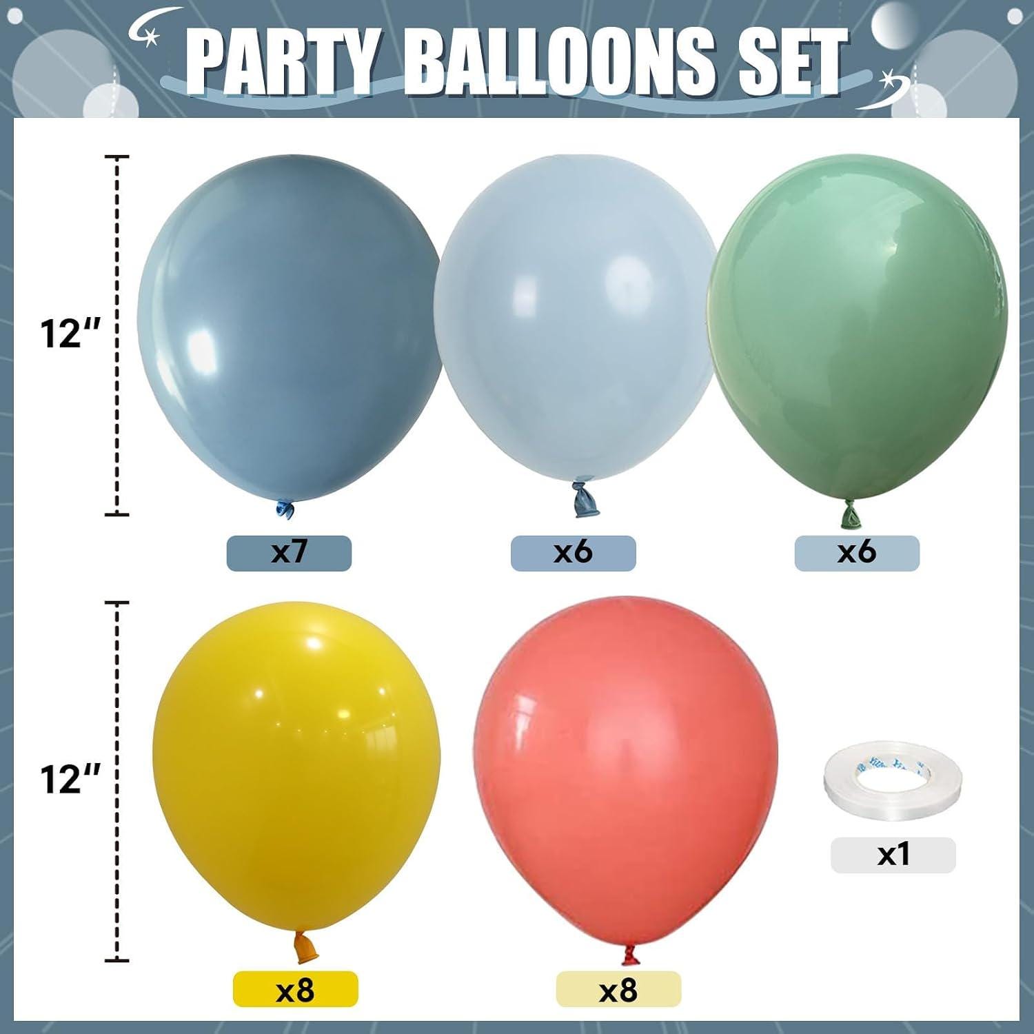 Boho Rainbow Balloon Set, Dusty Orange Yellow Green Blue, Baby Shower Decor