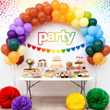 Retro Rainbow Balloon Set, Dusty Orange, Blue, Yellow, Lavender Party Decor