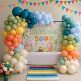 Boho Rainbow Balloon Set, Retro Blue Orange Yellow Olive Green Party Decor