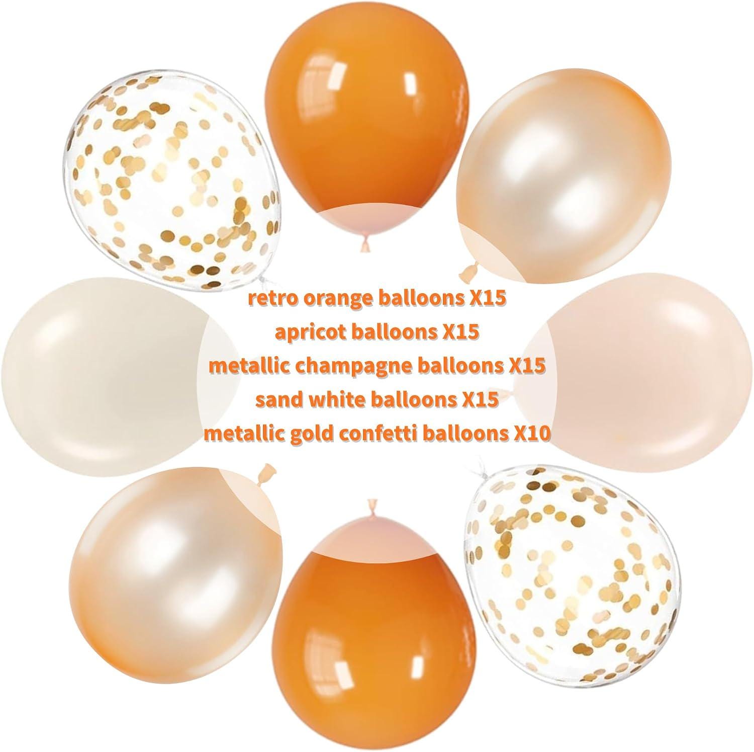 70Pcs Orange Sand White Balloon Set, Latex Party Balloons, Birthday Wedding Celebration Decor
