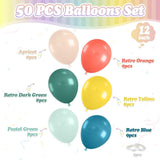 50Pcs Boho Rainbow Balloon Set, Retro Orange Green Yellow Apricot Latex Balloons, Party Decoration