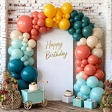 50Pcs Boho Rainbow Balloon Set, Retro Orange Green Yellow Apricot Latex Balloons, Party Decoration